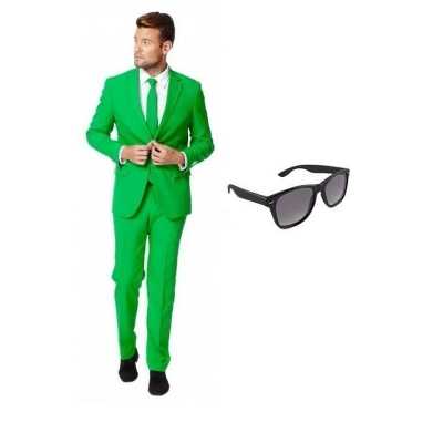 Groen heren feest outfit maat 48 (m) gratis zonnebril