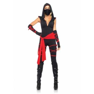 Rood zwart Ninja feest outfit dames