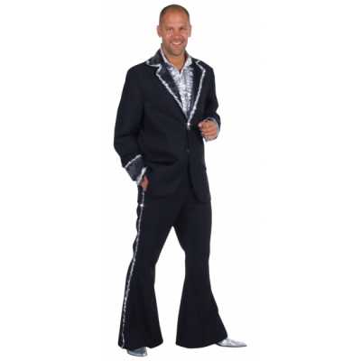 Zwart bling bling feest outfit heren