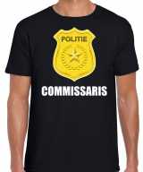 Commissaris politie embleem carnaval t-shirt zwart heren