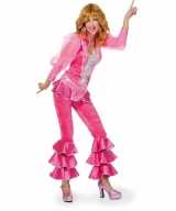 Dames disco feest outfit roze zilver