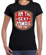 Halloween sexy zombie verkleed t-shirt zwart dames