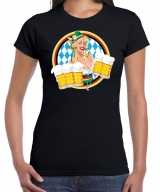 Oktoberfest bierfeest drank fun t-shirt outfit zwart beierse kleuren dames