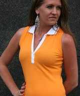 Oranje mouwloos dames polo shirt