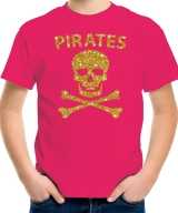 Piraten shirt verkleed shirt goud glitter roze kinderen