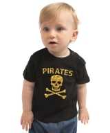 Piraten verkleedkleding shirt goud glitter zwart babys