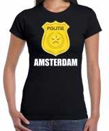 Politie embleem amsterdam carnaval verkleed t-shirt zwart dames