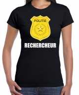 Rechercheur politie embleem carnaval t-shirt zwart dames