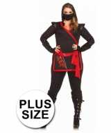 Rood zwart ninja feest outfit dames 10063866