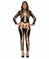 Zwart oranje skelet verkleed feest outfit dames