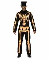 Zwart oranje skelet verkleed feest outfit heren