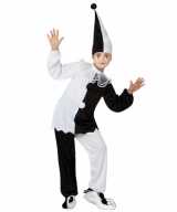 Zwart wit pierrot clown feest outfit